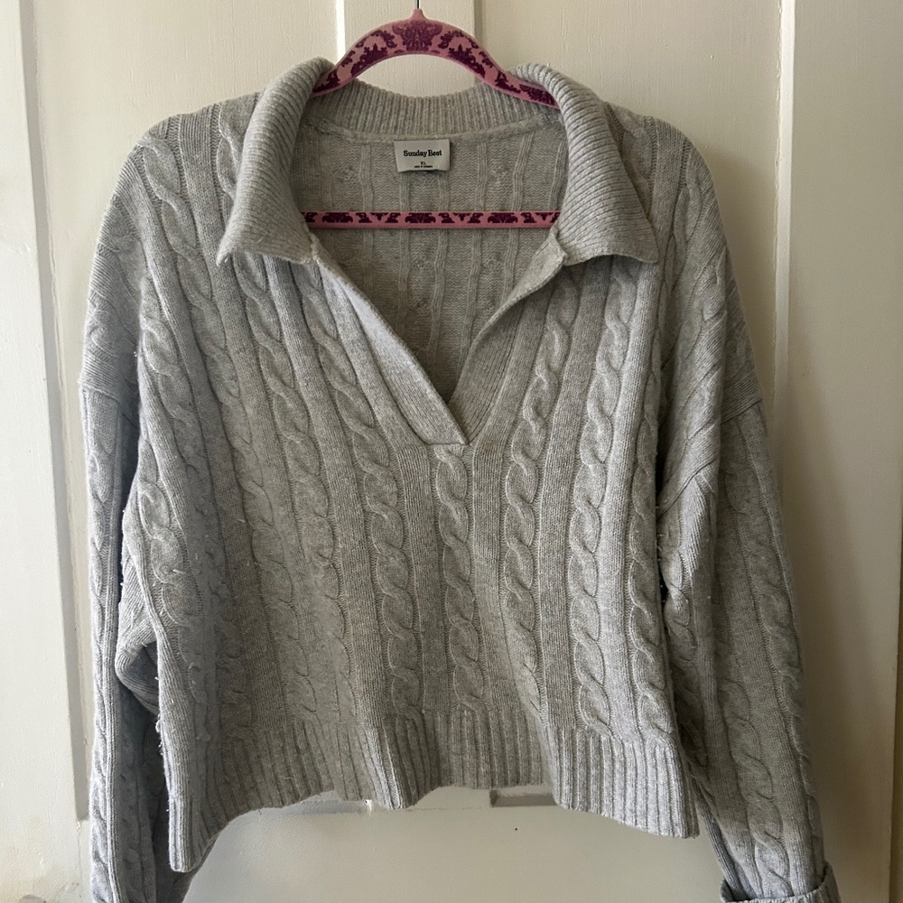 Sunday Best (Aritzia) Grey Cable Knit Sweater
